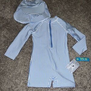 Tommy Bahama Kids Blue and White Striped Swim Set